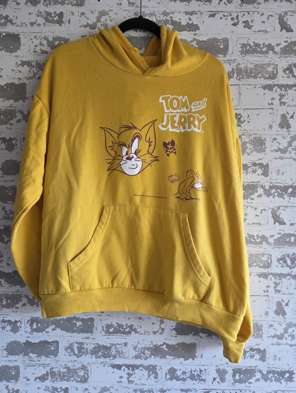FREEZE Tom and Jerry Graphic Hoodie Yellow Size Large
